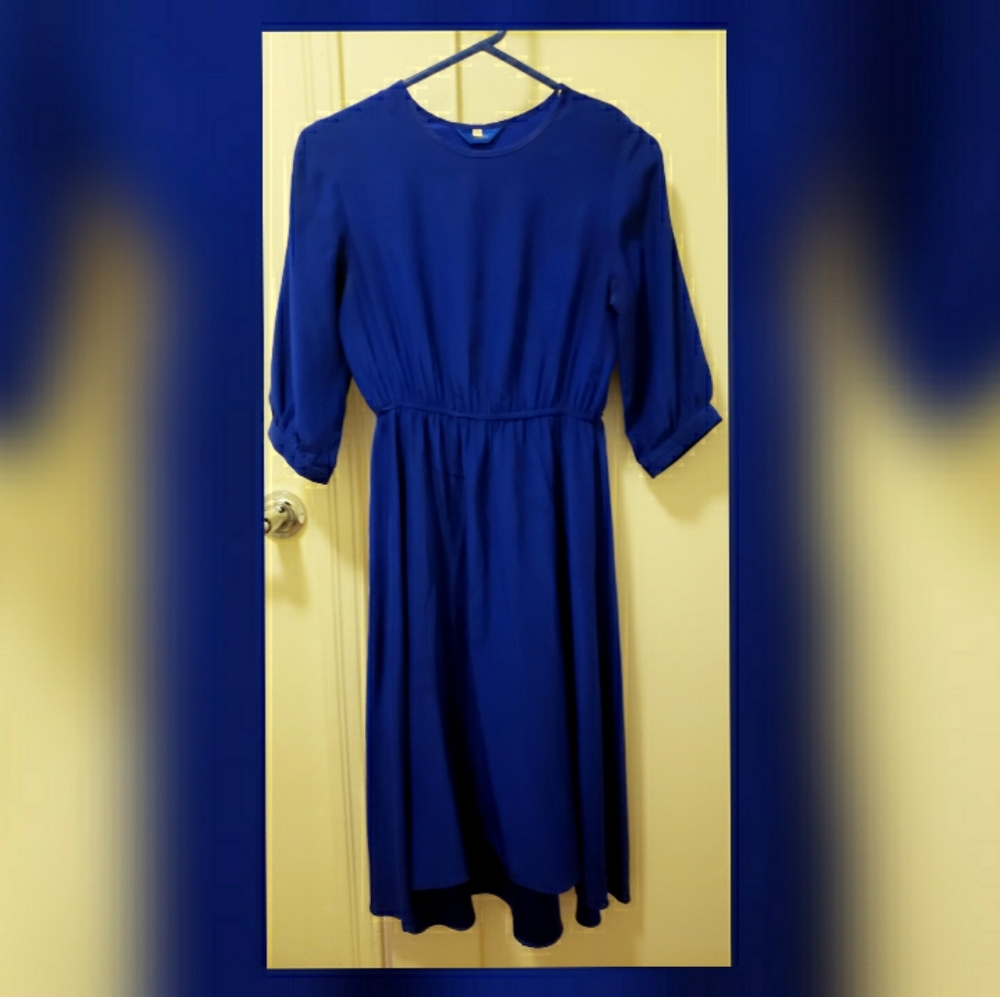 Royal blue silk dress